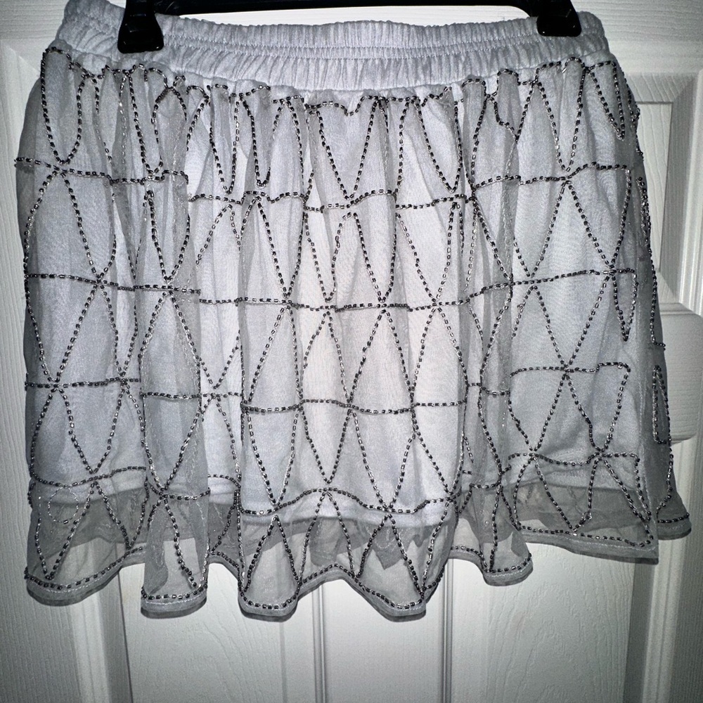 Tokyo Darling Gray Chiffon Embellished Teen Skirt - Size Med